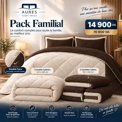 Pack familial , Couettes Princesse Zaphira Double face et 5 pièces