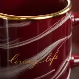 Set de 4 Tasses à Café en Céramique avec Support Doré