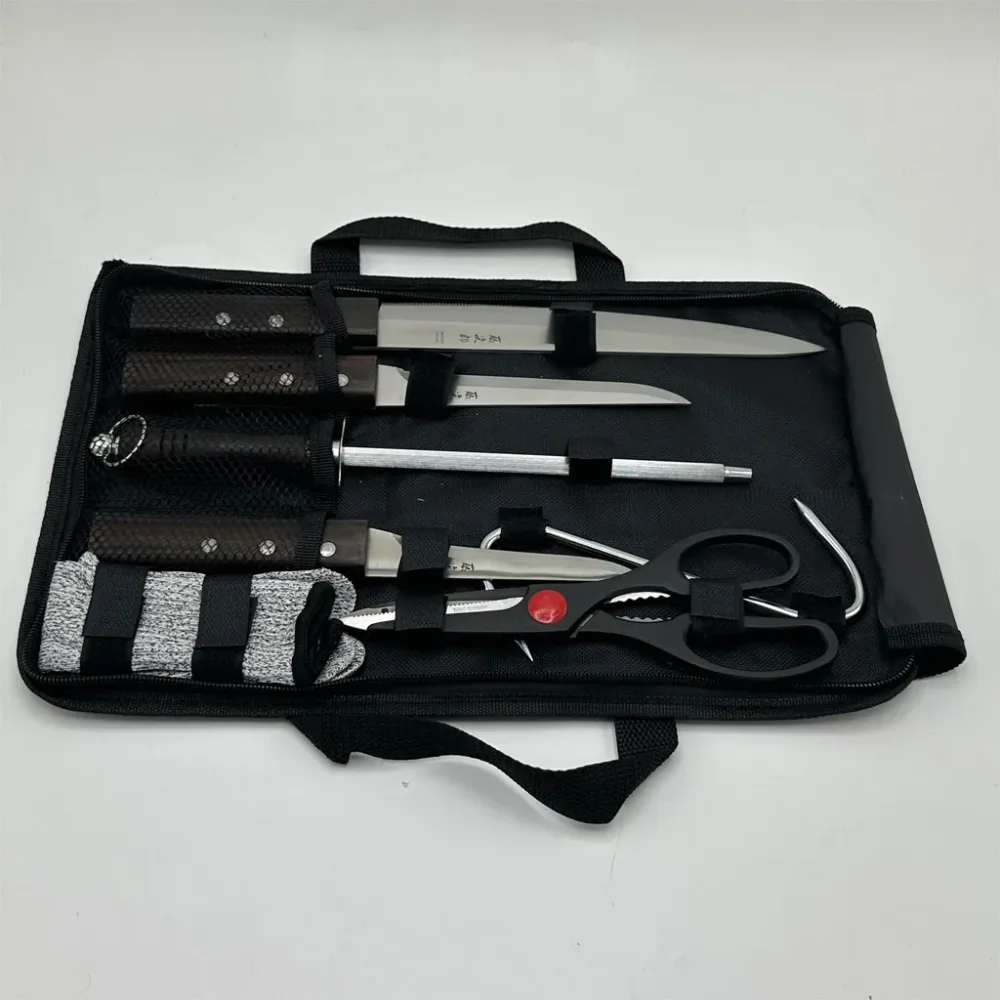 Kit de Cou-teaux de Luxe avec Manches en Bois 7Pcs - طقم سكا-كين الجزارة الفاخر بمقابض خشبية