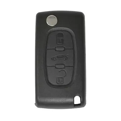 Coque de clé à distance Peugeot Flip 3 boutons sans support de batterie lame HU83