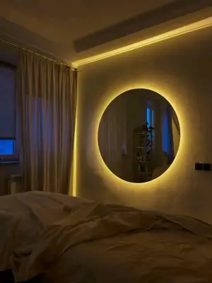 👆 مرآة LED مضيئة ✨️| أناقة وإضاءة عصرية لدارك 🪞💡قياس( 65×65 cm ) بسعر 350 الف .