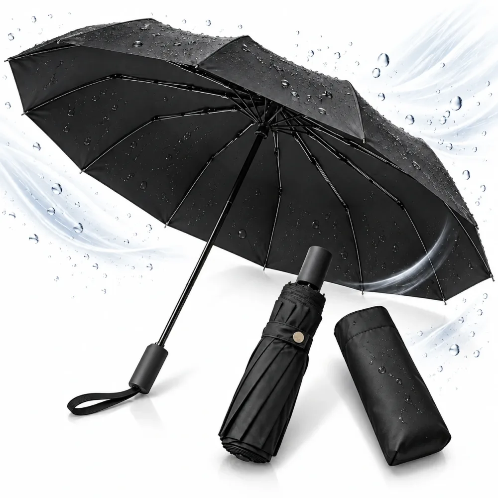 Parapluie Automatique Coupe-Vent avec Protection UV - مظلة أوتوماتيكية مقاومة للرياح وأشعة الشمس