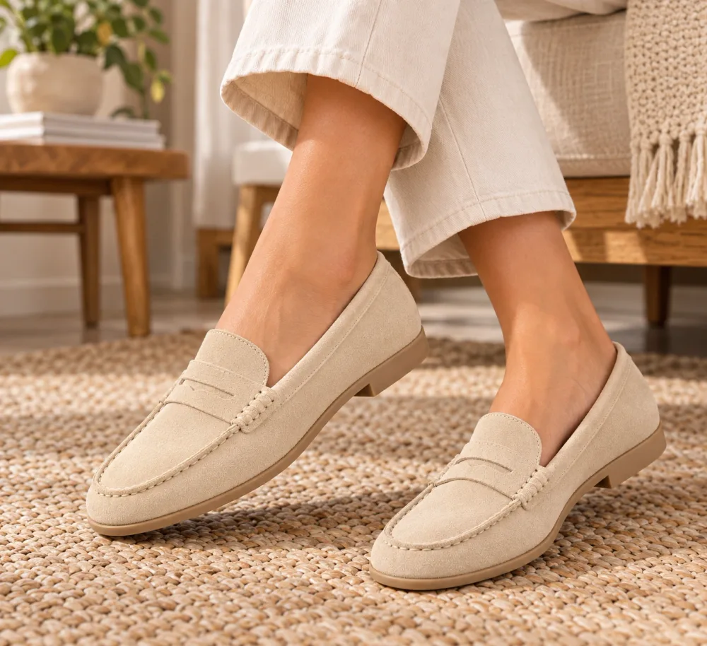 Mocassins Femme ZARA en Cuir Beige – Modèle 3201/210/716