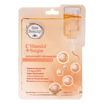 bee beauty serum face mask vitamin c + collagene