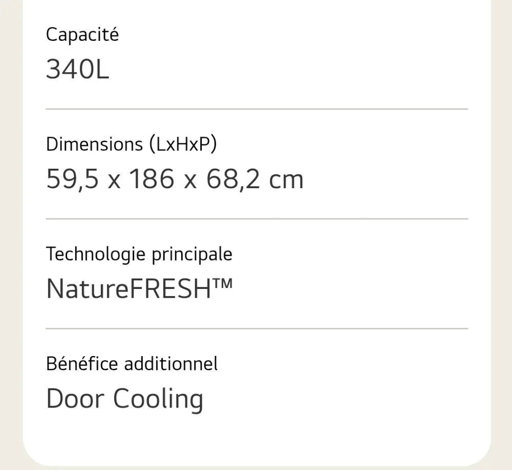 Réfrigérateur combiné LG