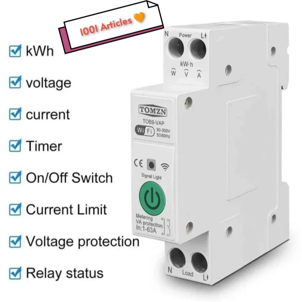 Disjoncteur intelligent TOMZN Tuya Wifi avec rail DIN