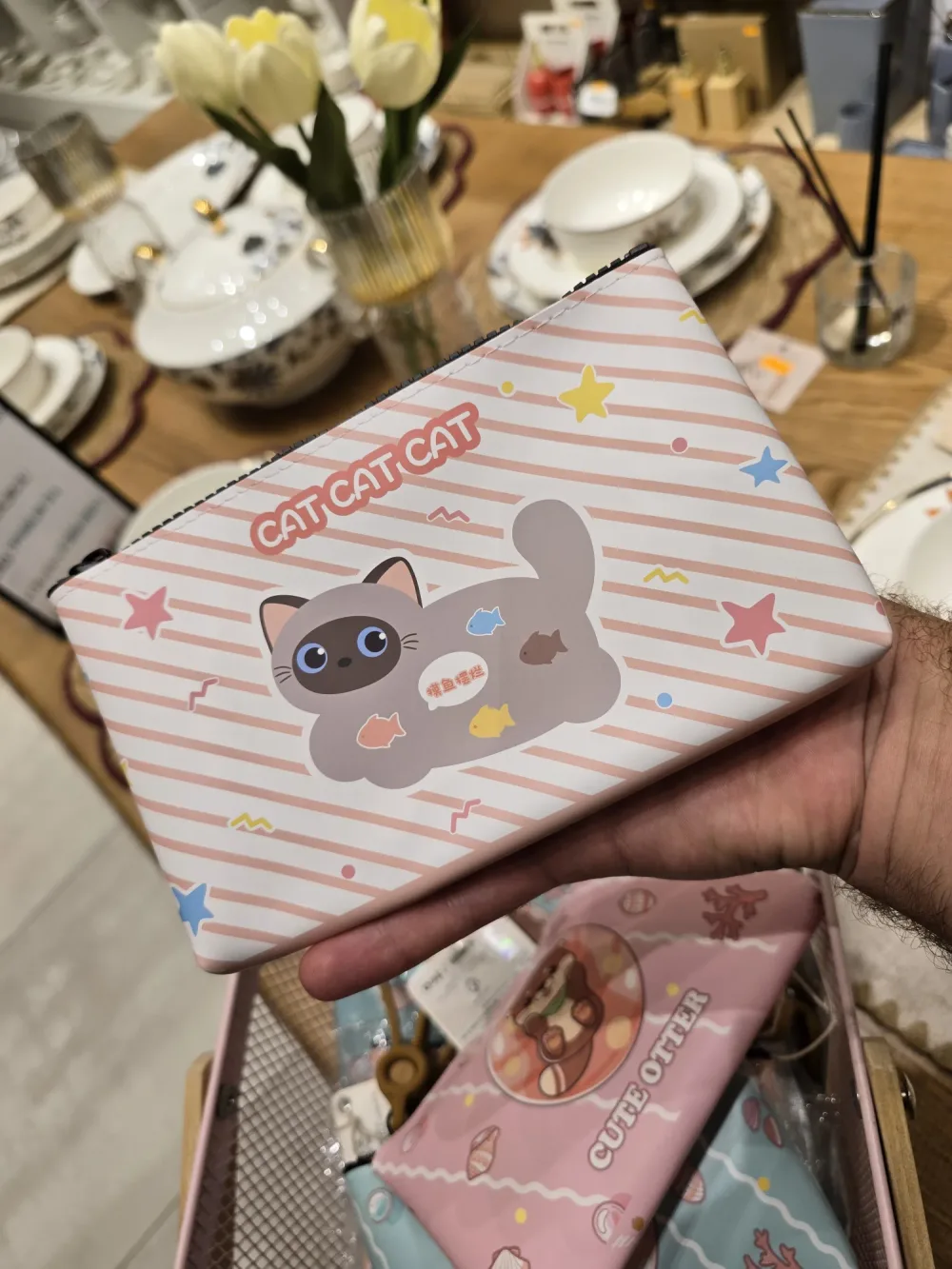 Trousse "Cute Otter" & "Cat Cat Cat" — Pochette zippée