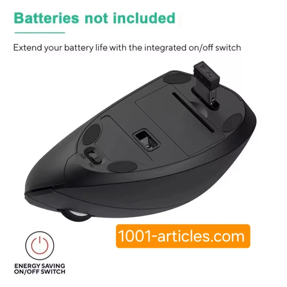 Souris verticale ergonomique sans fil 2.4 GHZ, 06 boutons.