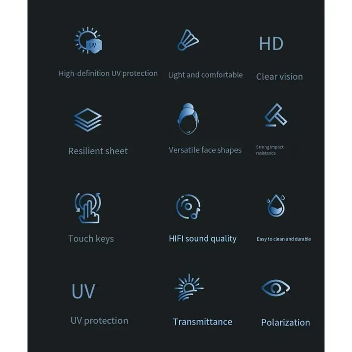 Lunettes de soleil intelligentes ecouteurs sans fil Bluetooth, appels mains libres - نظارات شمسية ذكيةو سماعات رأس لاسلكية بتقنية البلوتوث