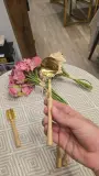 🥄 SET 4 COUVERTS DE SERVICE DORÉS MANCHES BOIS