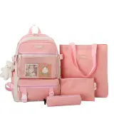 Ensemble de sacs d’école Kawai pour adolescents 4Pcs V3 CLBD Rose – محفظة 4 قطع كاواي وردي