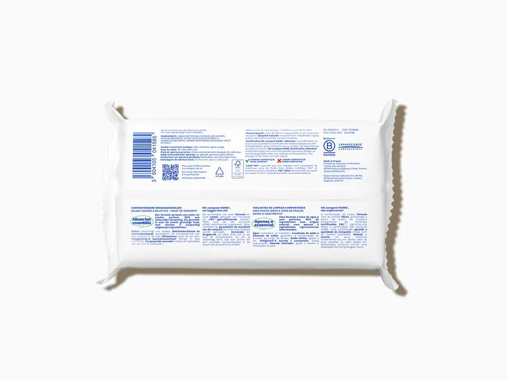 Lingettes nettoyantes à l'eau compostables