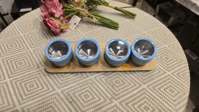 🧂 ENSEMBLE DE BOCAUX HERMÉTIQUES - 4 PIÈCES BLEU CIEL