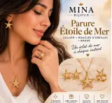 Parure Étoile de Mer  Acier inoxydable (collier + boucles d'oreilles + bague).