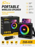 ZQS-828 Enceinte solaire portable Bluetooth avec éclairage LED RGB, radio FM et prise en charge de carte TF pour aventures en extérieur et fêtes