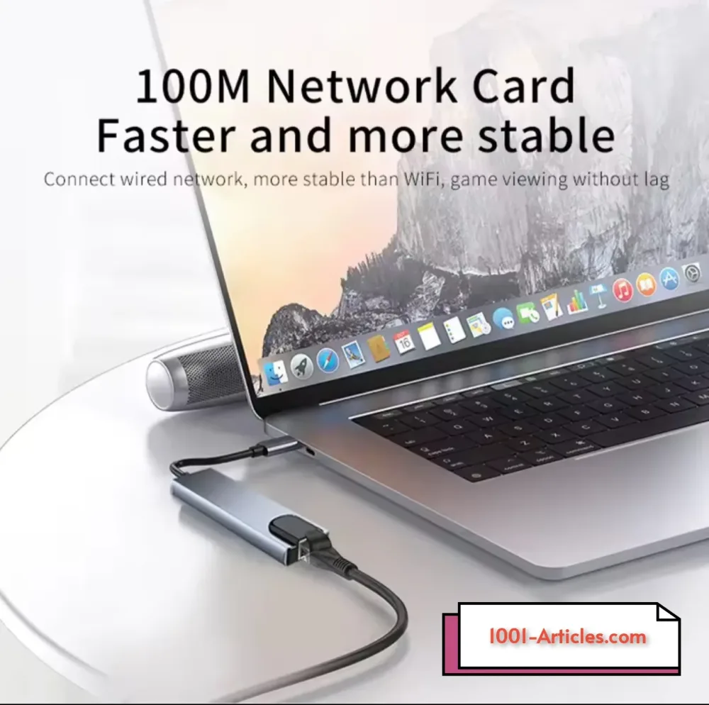 Adaptateur USB 8 en 1, Type C, 4K HDTV, Carte TF SD, Port RG45
