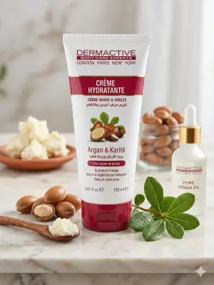 كريم ديرماكتيف (DERMACTIVE) المرطب لليدين والأظافر بتركيبة زيت الأرغان وزبدة الشيا
