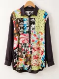 Chemisier Femme Zara Basic – Patchwork Floral Multicolore