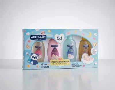 مجموعة العناية الأولى للأطفال (Abusaad Baby Care - Mon 1er Bébé Pack 4 in 1)