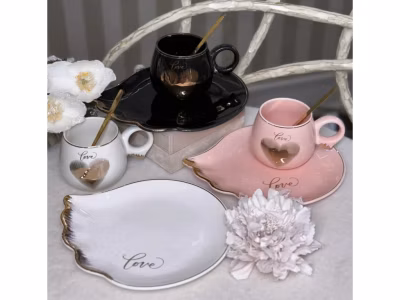 طقم كوب "Love" السيراميكي - Cup Set Love