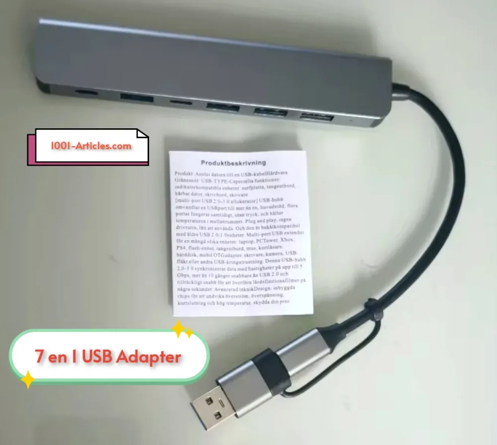 Adaptateur multiports / Station d'accueil HUB USB + Type C 7 in 1
