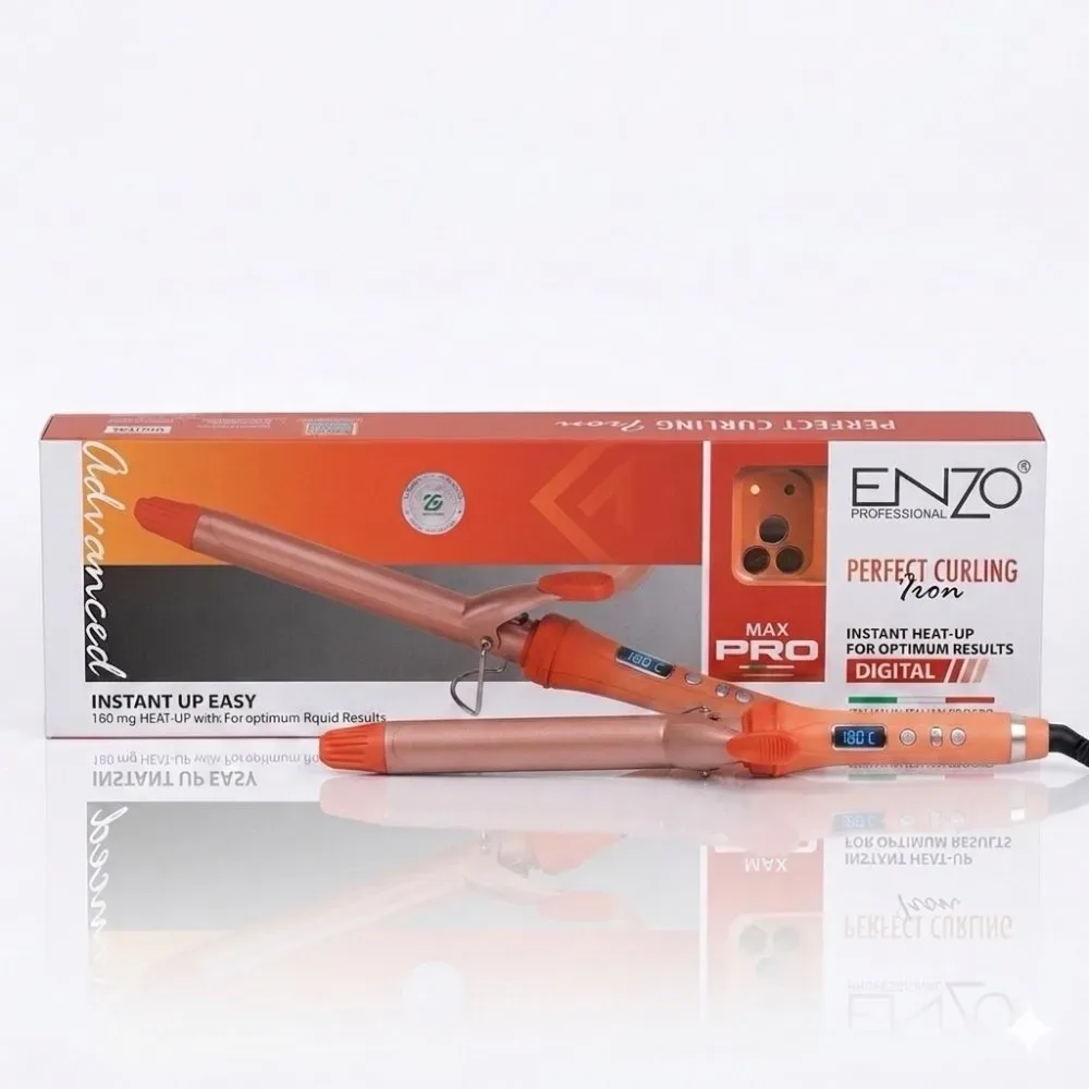 مكواة تجعيد الشعر Enzo Max Pro – تموجات كيرلي مثالية بتقنية التسخين السريع والشاشة الرقمية