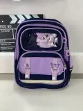 Sac à Dos Enfant Ludique avec Plusieurs Compartiment et un Peluche LM-5122 Bleu Nuit et Mauve – حقيبة ظهر للأطفال أزرق ليلي وبنفسجي