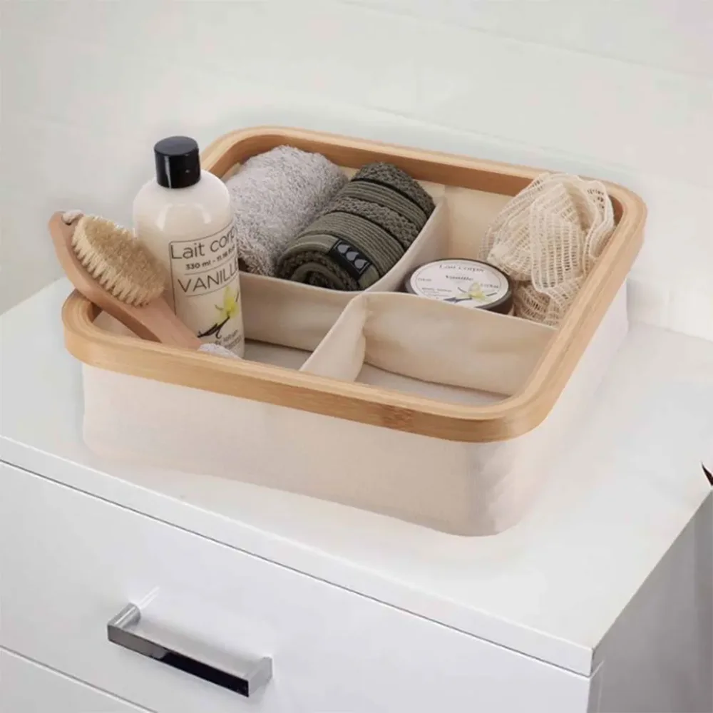 Panier de rangement pour salle de bain en feutre tissé 4 compartiments – سلة تنظيم الأغراض في الحمام