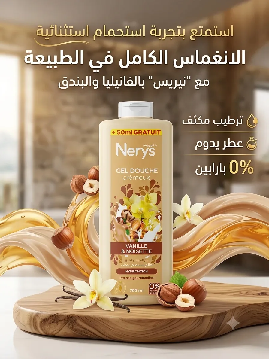 Nyres جال دوش بعطر الفانيلا والبندق 700ml