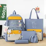 Sac à Dos Multifonctionnel Kawaii Grand Volume Imperméable et Résistant 5Pcs Mauve SACKDS33MV - حقيبة ظهر بعدة قطع بتصميم كاوايي