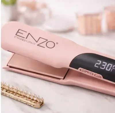 مكواة شعر ENZO الاحترافية بتقنية النانو سيراميك – نعومة تدوم طويلاً.