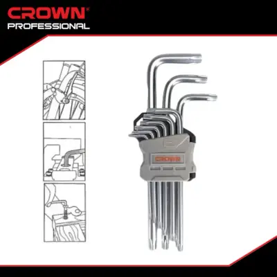 jeu de clés Torx de 9 pièces de la marque Crown Professional