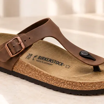 Birkenstock Gizeh Habana – Sandales en cuir huilé marron