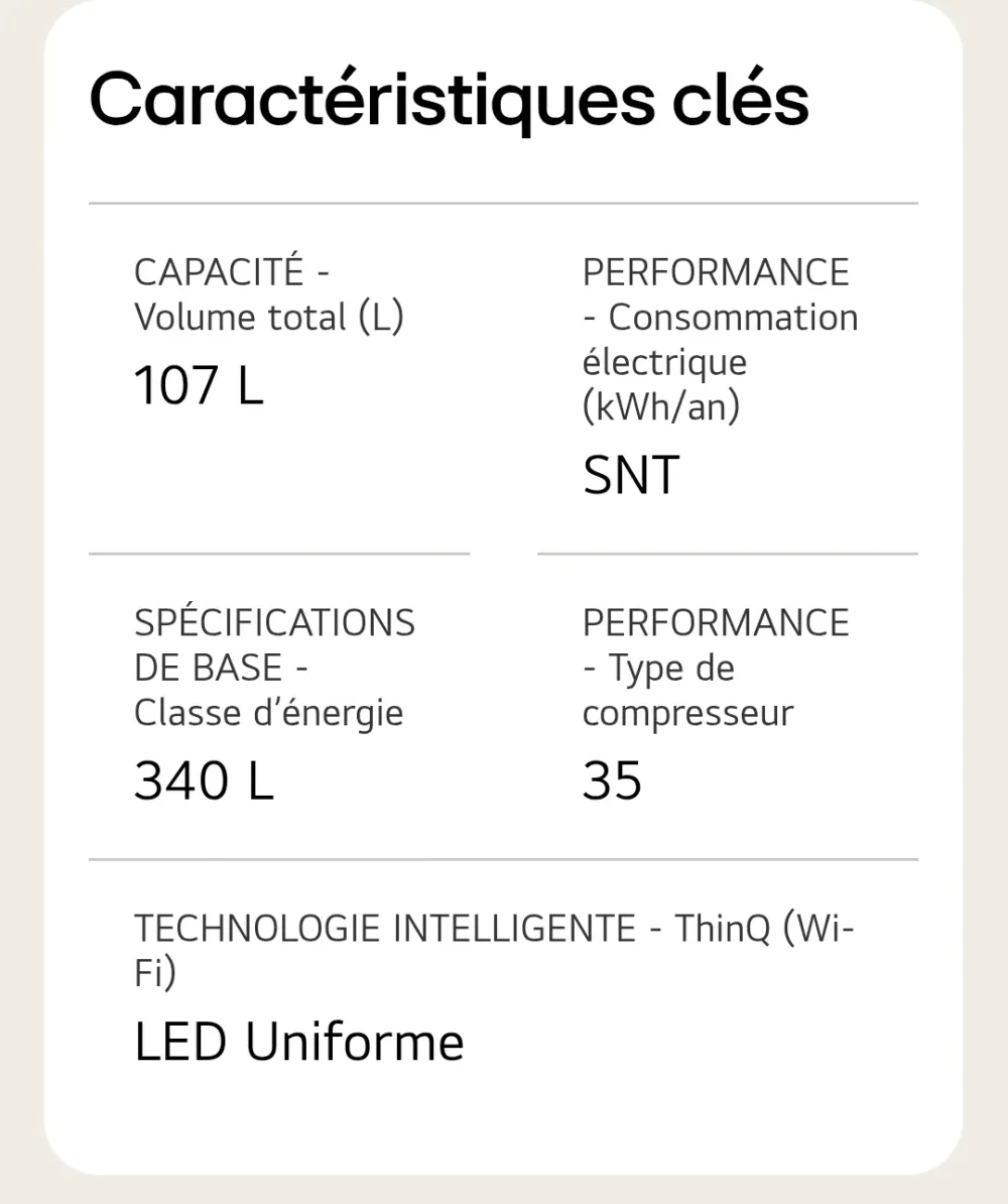 Réfrigérateur combiné LG