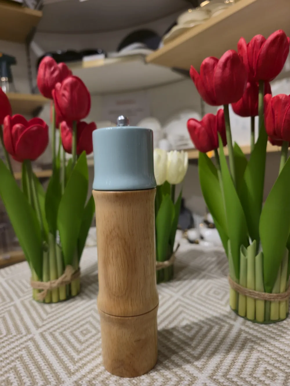 Moulin à Épices en Bois Style Bambou — Rose et Bleu