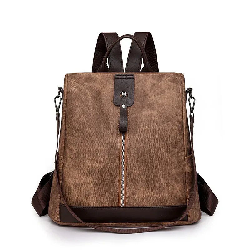 Sac à Dos Femme Antivol en Tissu Vintage avec Fermeture Arrière SACKDS39MR - حقيبة ظهر نسائية كاجوال متعددة الاستخدامات