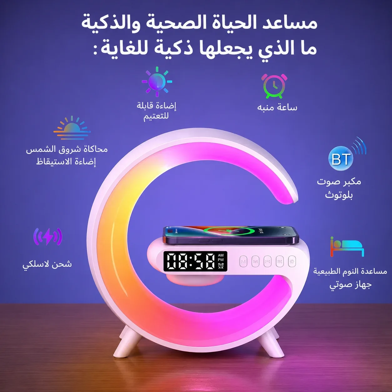 سماعة وساعة ذكية  BT-3401 اللاسلكية بإضاءة LED ( حجم كبير )