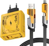 Chargeur GaN 120W avec Câble 4-en-1 – Type-C, USB & Lightning