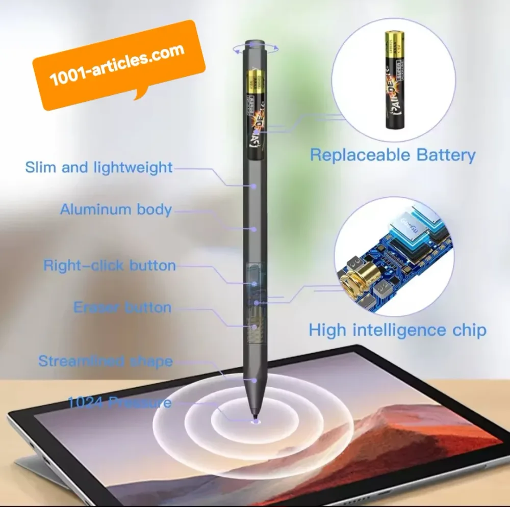 Stylet 1024 Microsoft Surface / Pro, Book, Go - Batterie AAAA