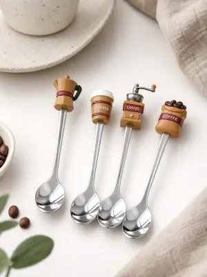 ☕ Cuillère en Inox à Manche Décoratif "Coffee Time"