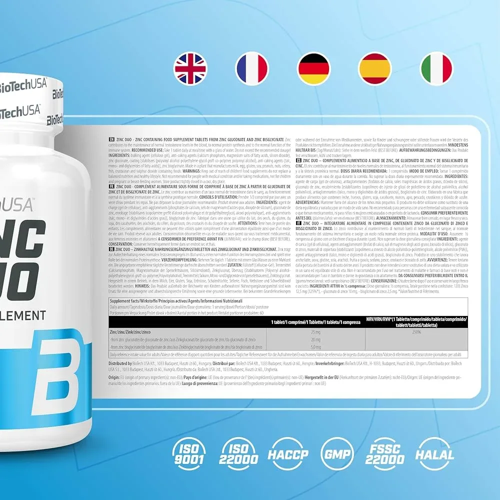 ZINC DUO BIOTECH 60CAPS