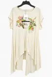 IFT – T-shirt tunique écru à imprimé floral
