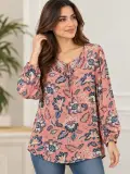 Blouse femme Damart imprimée florale rose – Taille 38