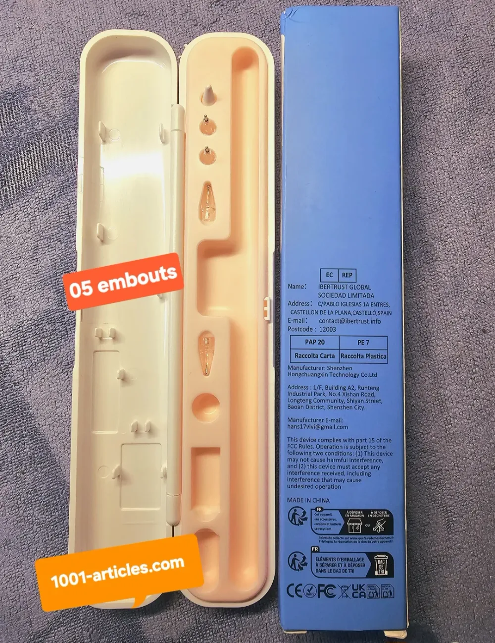 Boîte pour Apple Pencil iPad Pen comprenant 05 embouts de Stylet.