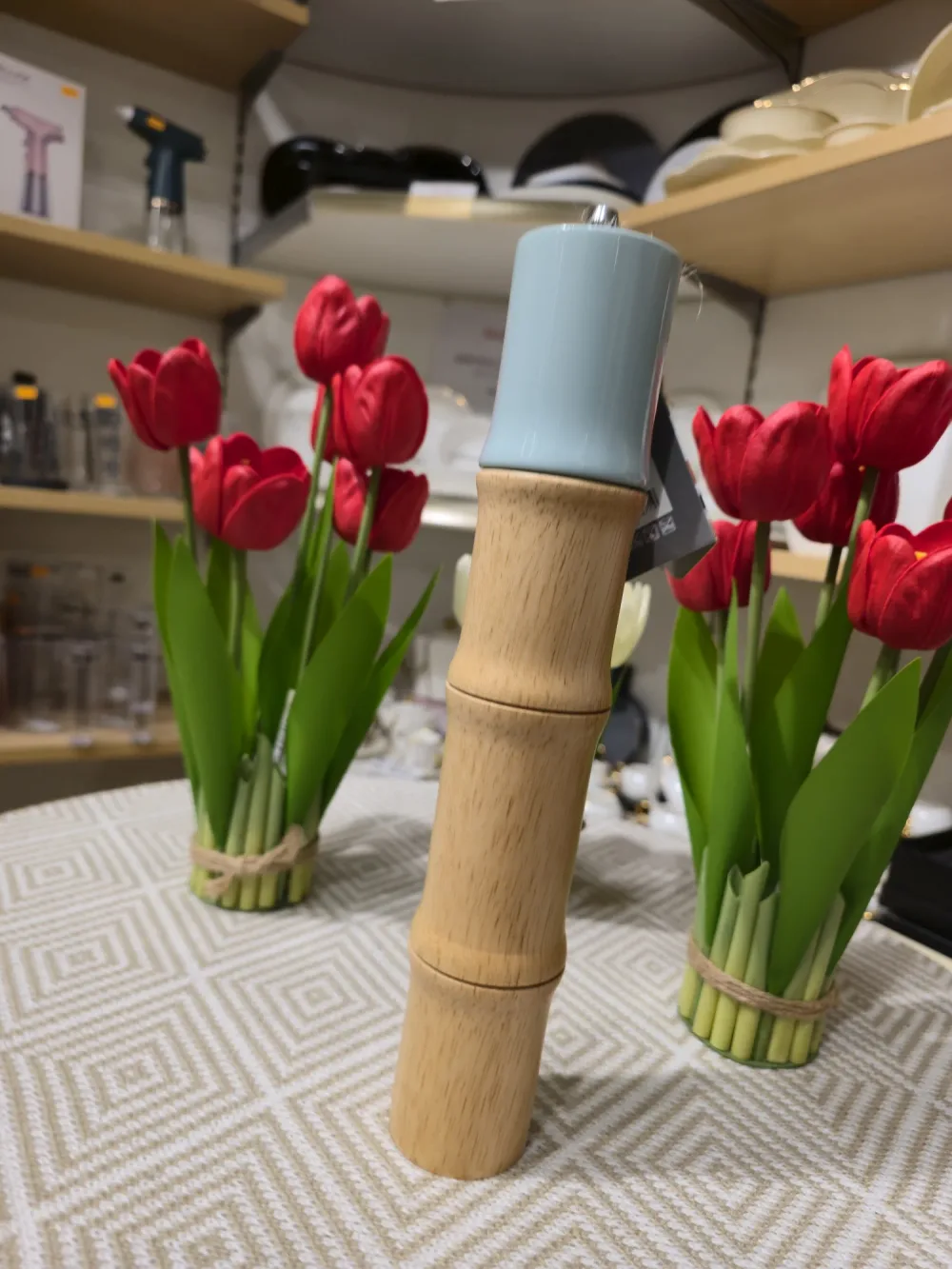 Moulin à Épices en Bois Style Bambou — Rose et Bleu
