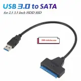Câble SATA vers USB 3.0, adaptateur 22 broches - HDD SSD 2.5 pouces.