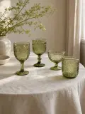 Collection Verrerie Vintage Gaufrée – Vert Olive