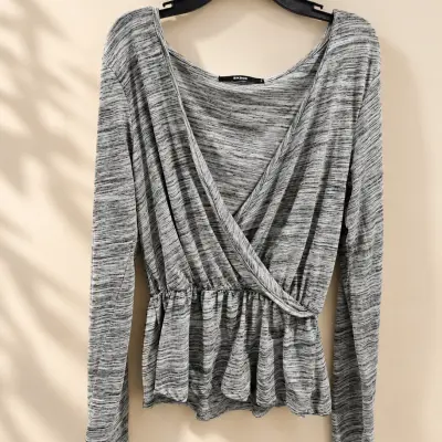 Haut Femme Bik Bok Cache-Cœur Gris Chiné – Taille S
