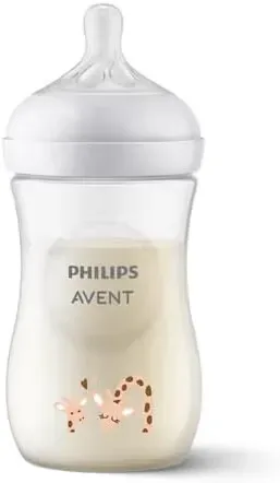 Philips Avent Biberon à Réponse Naturelle de 260 ml, sans BPA pour les bébés de 1 mois et +, motif girafe