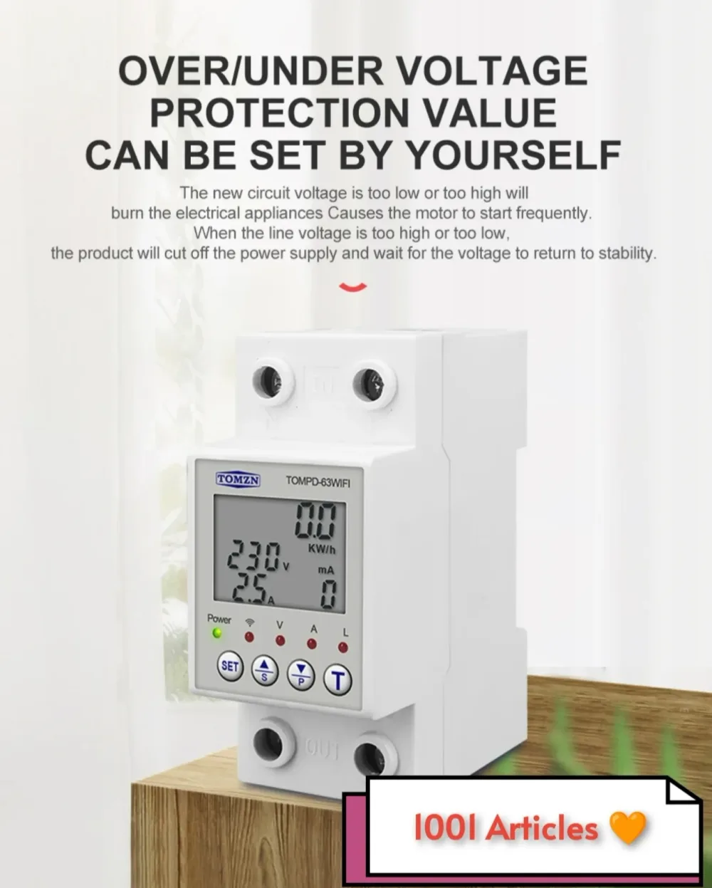 Protecteur de tension et d'ampérage TOMZN 63A Tuya Smart